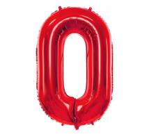 Červený fóliový balónek ve tvaru číslice ''0''