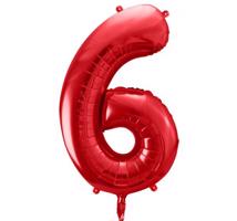 Červený fóliový balónek ve tvaru číslice ''6''