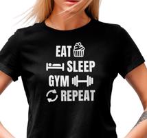 Manboxeo Dámské tričko s potiskem “Eat, Sleep, Gym, Repeat”