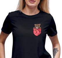 Manboxeo Dámské tričko s potiskem "Kotě v kapsičce"
