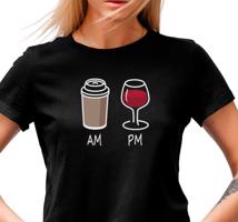 Manboxeo Dámské tričko s potiskem “Ráno kafe, odpoledne víno”