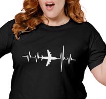 Manboxeo Dámské tričko s potiskem "Srdeční tep Dopravní letadlo"
