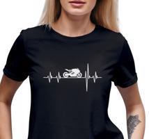 Manboxeo Dámské tričko s potiskem "Srdeční tep Silniční motorka"