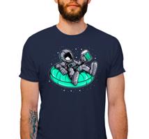 Manboxeo Pánské tričko s potiskem “Astronaut s pivem na lehátku”