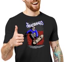 Manboxeo Pánské tričko s potiskem “Skateboard, skejtr kostra"