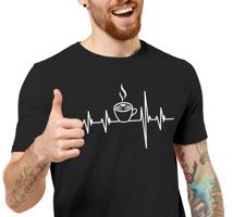 Manboxeo Pánské tričko s potiskem "Srdeční tep Kafe"