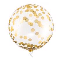 Průhledný fóliový balónek se zlatými puntíky