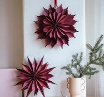 DIY sada na výrobu papírové hvězdy - vínová s leskem