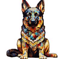 Dřevěné kreativní puzzle - Německý ovčák