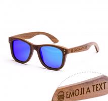 Dřevěné sluneční brýle Wood modré, ořech - s gravírováním