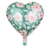 Květinový fóliový balónek ve tvaru srdce