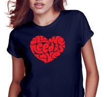 Manboxeo Dámské tričko s potiskem “All we need is love” - červené srdce
