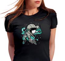 Manboxeo Dámské tričko s potiskem “Astronaut na raketě s rádiem”
