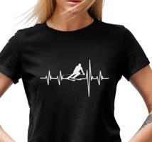 Manboxeo Dámské tričko s potiskem "Srdeční tep Lyže"