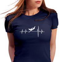 Manboxeo Dámské tričko s potiskem "Srdeční tep Sportovní letadlo"