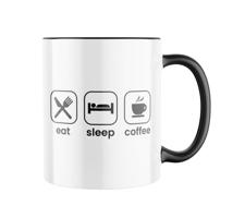 Manboxeo Keramický hrnek s potiskem Eat, sleep, coffee 325 ml