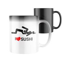 Manboxeo Magický keramický hrnek s potiskem I ❤ sushi 325 ml