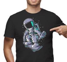 Manboxeo Pánské tričko s potiskem “Astronaut na skejtu v podřepu"