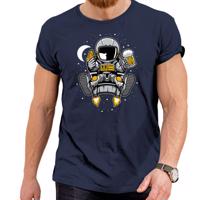 Manboxeo Pánské tričko s potiskem “Astronaut s pivem a pizzou”