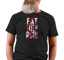 Manboxeo Pánské tričko s potiskem “Eat, Sleep and Netflix"