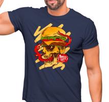 Manboxeo Pánské tričko s potiskem "Hamburgerová lebka"