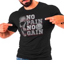Manboxeo Pánské tričko s potiskem “No Pain, No Gain, s lebkou”