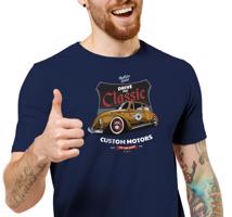 Manboxeo Pánské tričko s potiskem “Ride the Classic, oranžové auto"