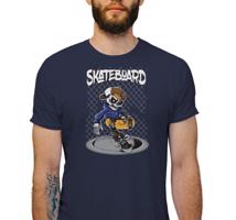 Manboxeo Pánské tričko s potiskem “Skateboard, skejtr kostra ollie s úchytem"