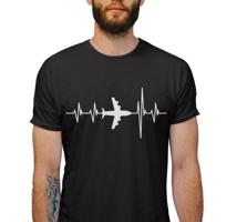 Manboxeo Pánské tričko s potiskem "Srdeční tep Dopravní letadlo"