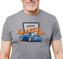 Manboxeo Pánské tričko s potiskem “Vintage Classic Car, modré Porsche"