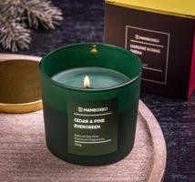 Svíčka s víčkem - zelená - Cedrové dřevo a jehličí 200g