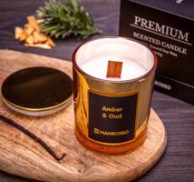 Svíčka se zlatým víčkem - Amber & Oud 200 g