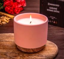 Velká svíčka v keramice - Santalové dřevo & Růže 400 g